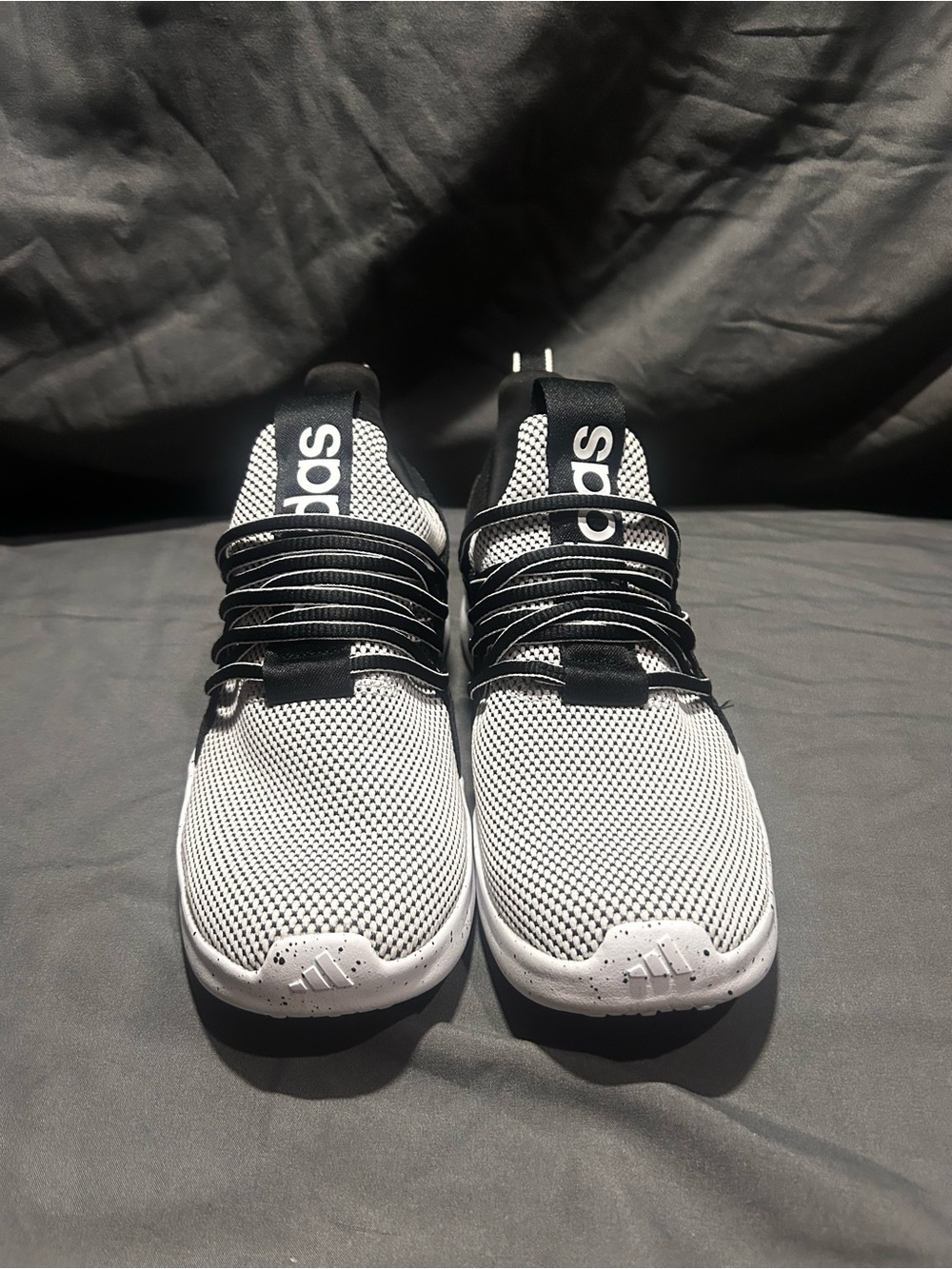 Adidas Lite Racer Adapt 7.0 White Black Speckled Cloudfoam Womens 5 EUC